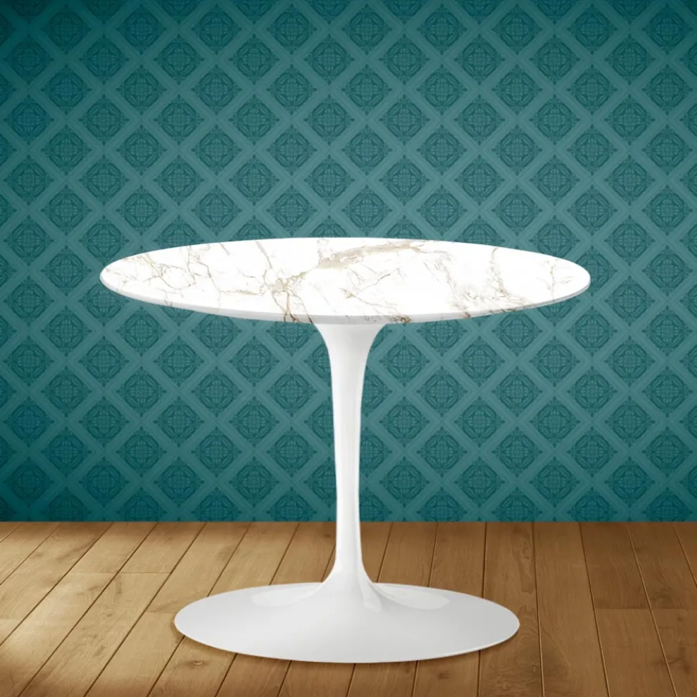 Tulip Eero Saarinen H 41 Couchtisch aus Entzo-Keramik, hergestellt in Italien – Scarlet