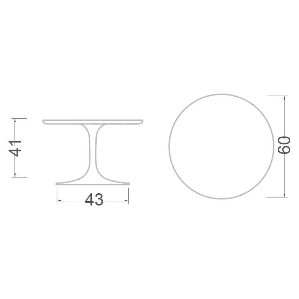 Tulip Saarinen Couchtisch H 41 mit schwarzer Flüssiglaminatplatte, hergestellt in Italien – Scarlet
