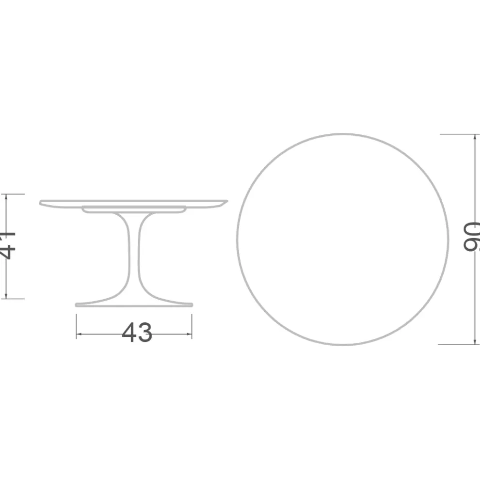 Tulip Saarinen Couchtisch H 41 mit schwarzer Flüssiglaminatplatte, hergestellt in Italien – Scarlet