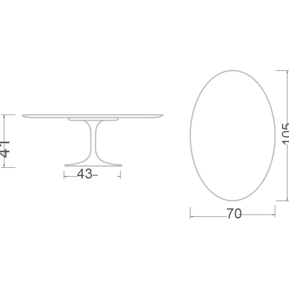 Tulip Saarinen H 41 Ovaler Couchtisch mit schwarzer weicher Keramikplatte, hergestellt in Italien – Scarlet