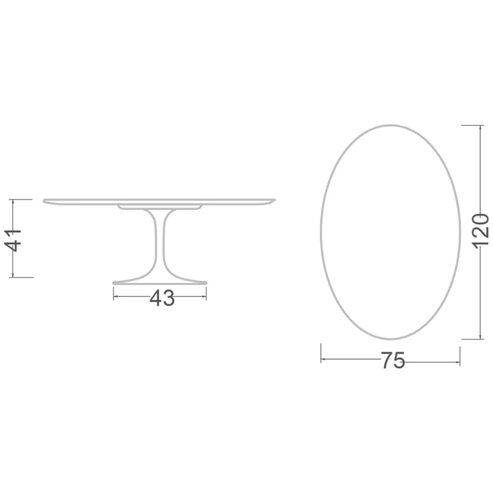 Tulip Saarinen Ovaler Couchtisch aus weißem Flüssiglaminat H 41, hergestellt in Italien – Scarlet