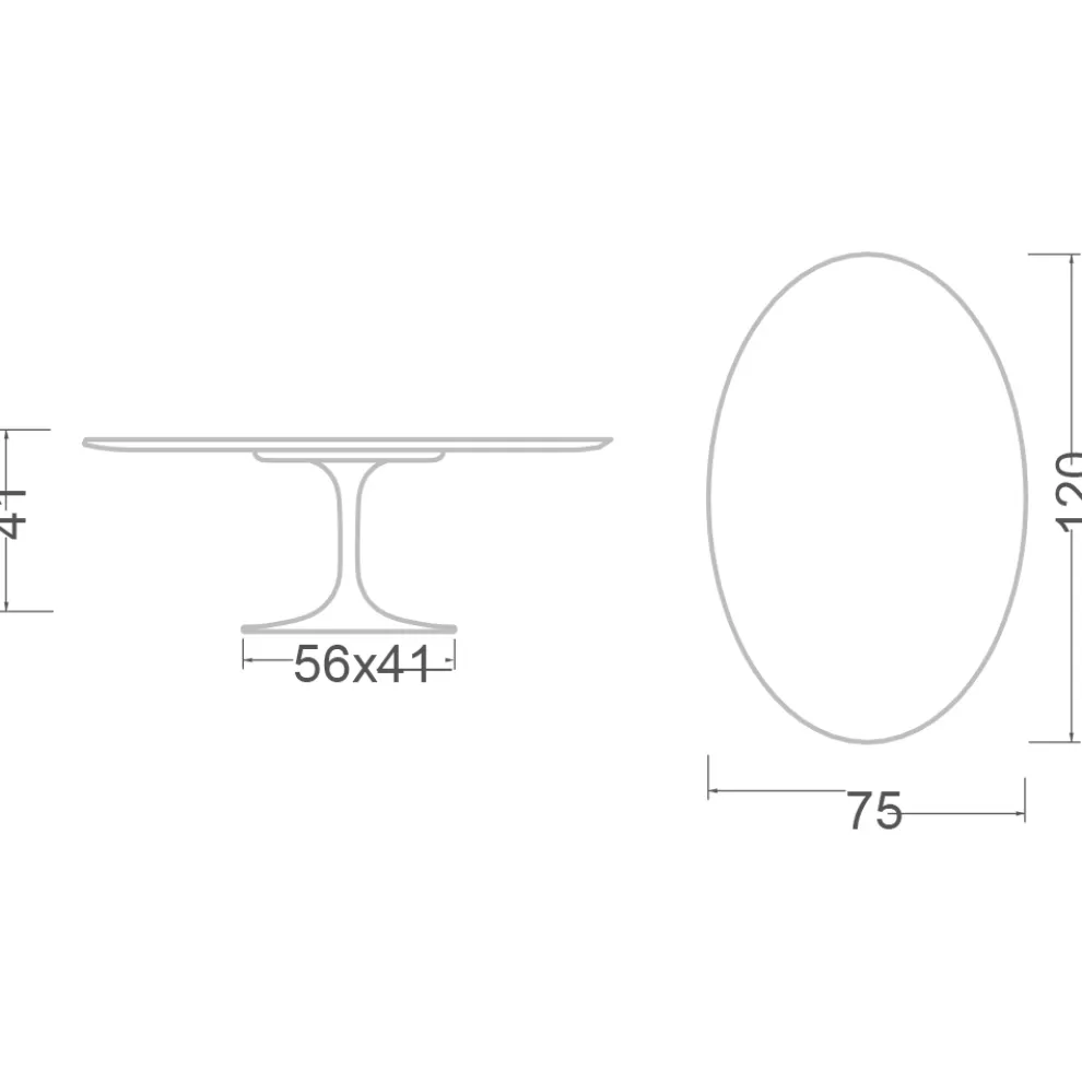 Tulip Saarinen Ovaler Couchtisch H 41 aus Kira-Keramik, hergestellt in Italien – Scarlet