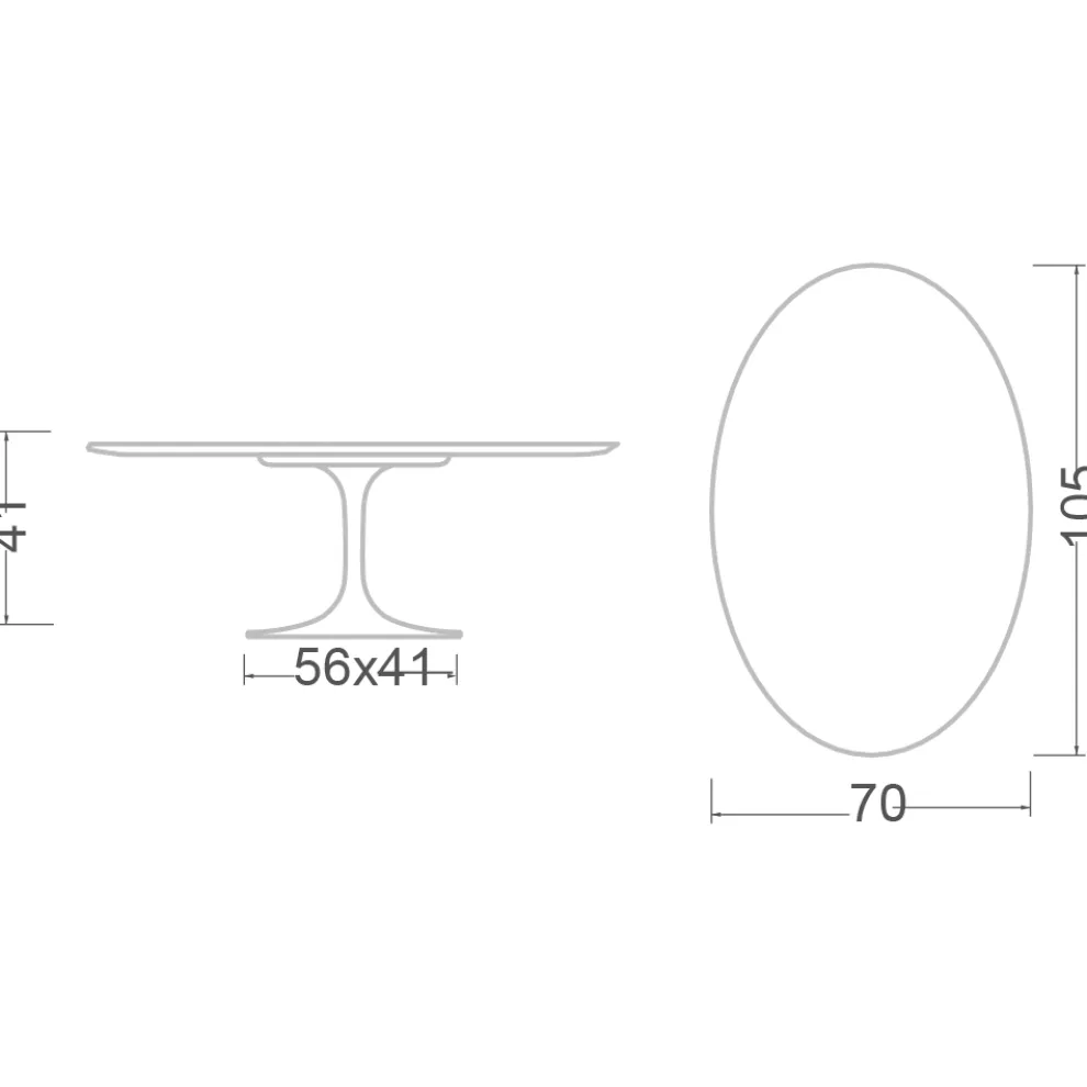 Tulip Saarinen Ovaler Couchtisch H 41 aus Entzo-Keramik, hergestellt in Italien – Scarlet