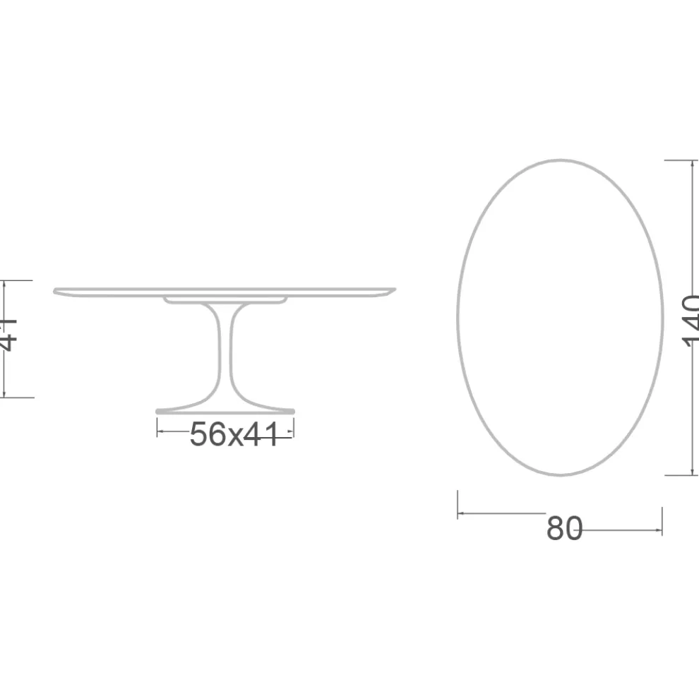Tulip Saarinen Ovaler Couchtisch H 41 aus Entzo-Keramik, hergestellt in Italien – Scarlet
