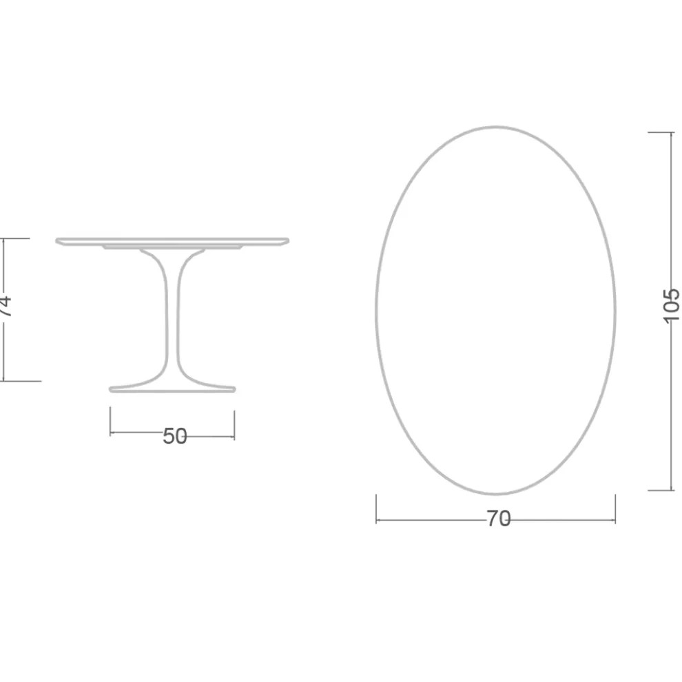 Tulip Tisch Eero Saarinen H 74 Oval in Diamant Creme Keramik Made in Italy - Scharlachrot