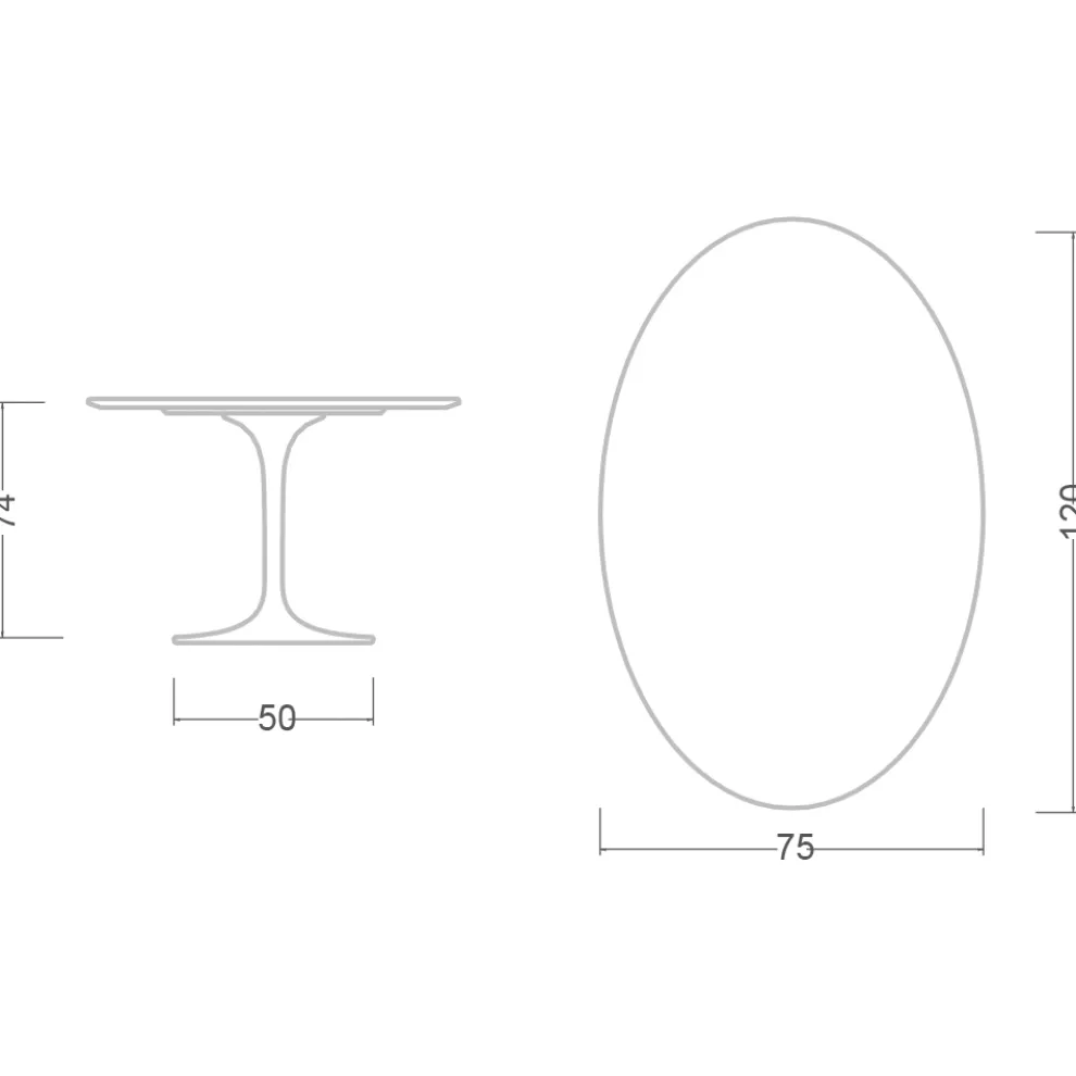 Tulip Tisch Eero Saarinen H 74 Oval in Diamant Creme Keramik Made in Italy - Scharlachrot