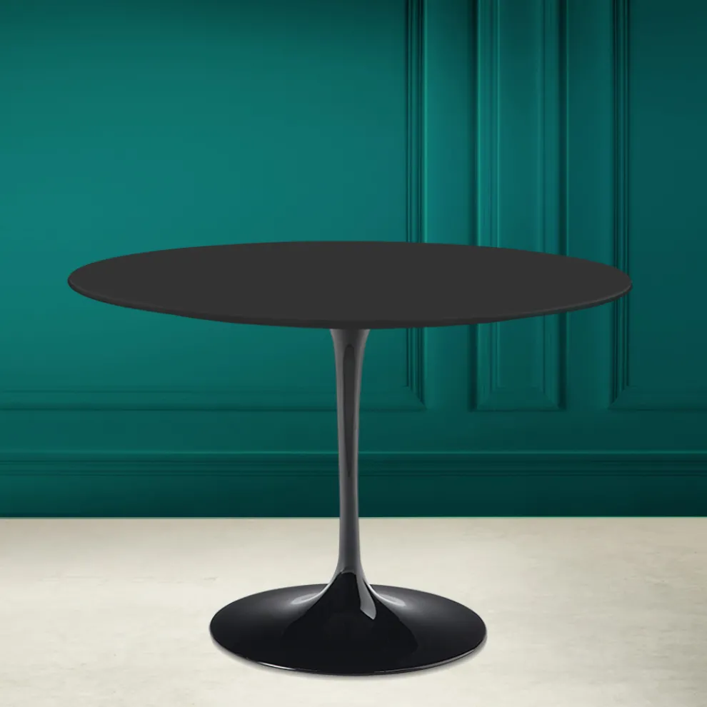 Tulip Tisch Eero Saarinen H 73 Rund in Schwarz Keramik Soft Made in Italy - Scharlachrot