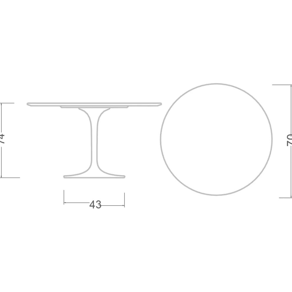 Tulpen Tisch Eero Saarinen H 73 Rund in Diamant Creme Keramik Made in Italy - Scharlachrot