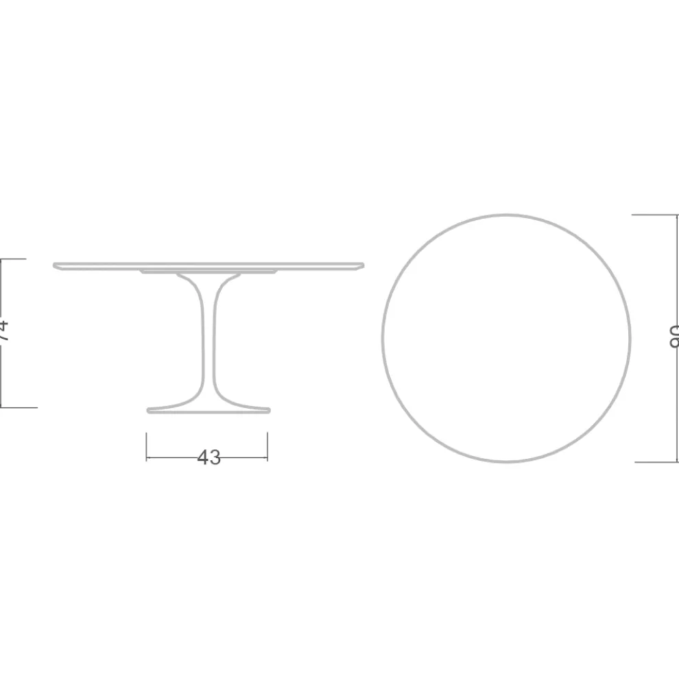 Tulpen Tisch Eero Saarinen H 73 Rund in Diamant Creme Keramik Made in Italy - Scharlachrot