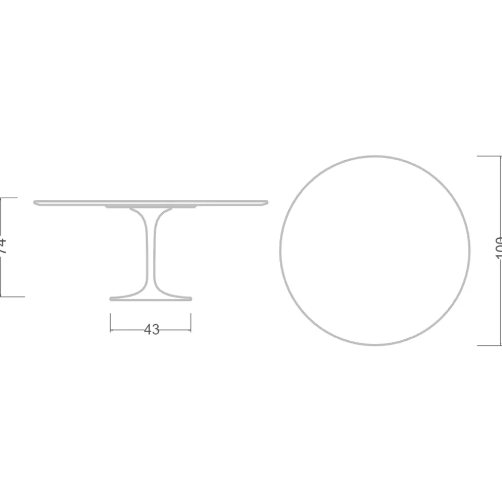 Tulpen Tisch Eero Saarinen H 73 Rund in Diamant Creme Keramik Made in Italy - Scharlachrot