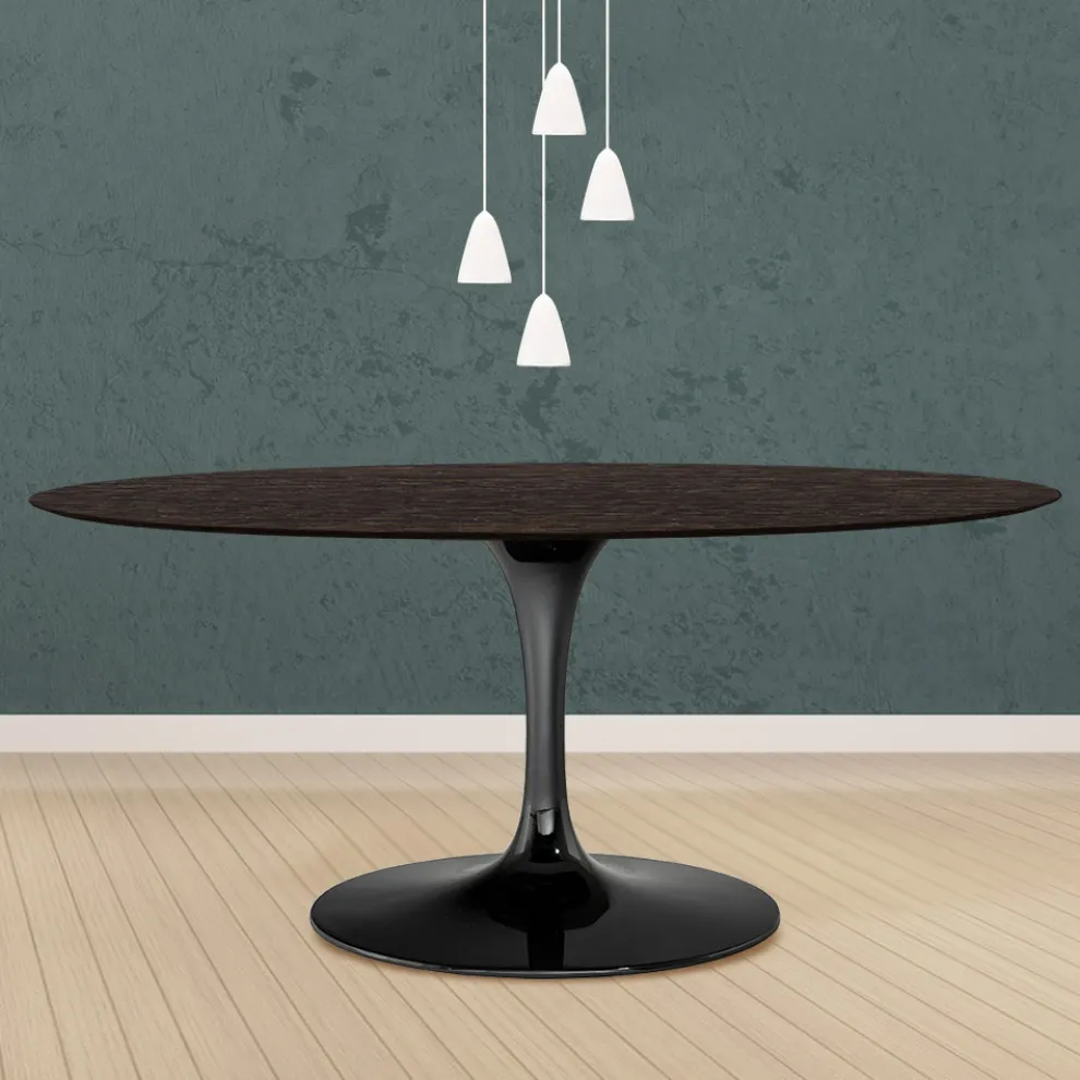 Tulpentisch Eero Saarinen H 74 Oval in Eiche gebeizt Moka Made in Italy - Scharlachrot