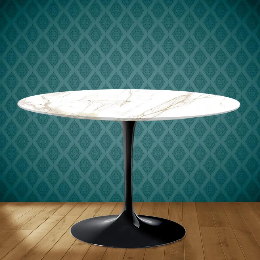 Tulpentisch Eero Saarinen H 74 aus Keramik Entzo Made in Italy - Scharlachrot