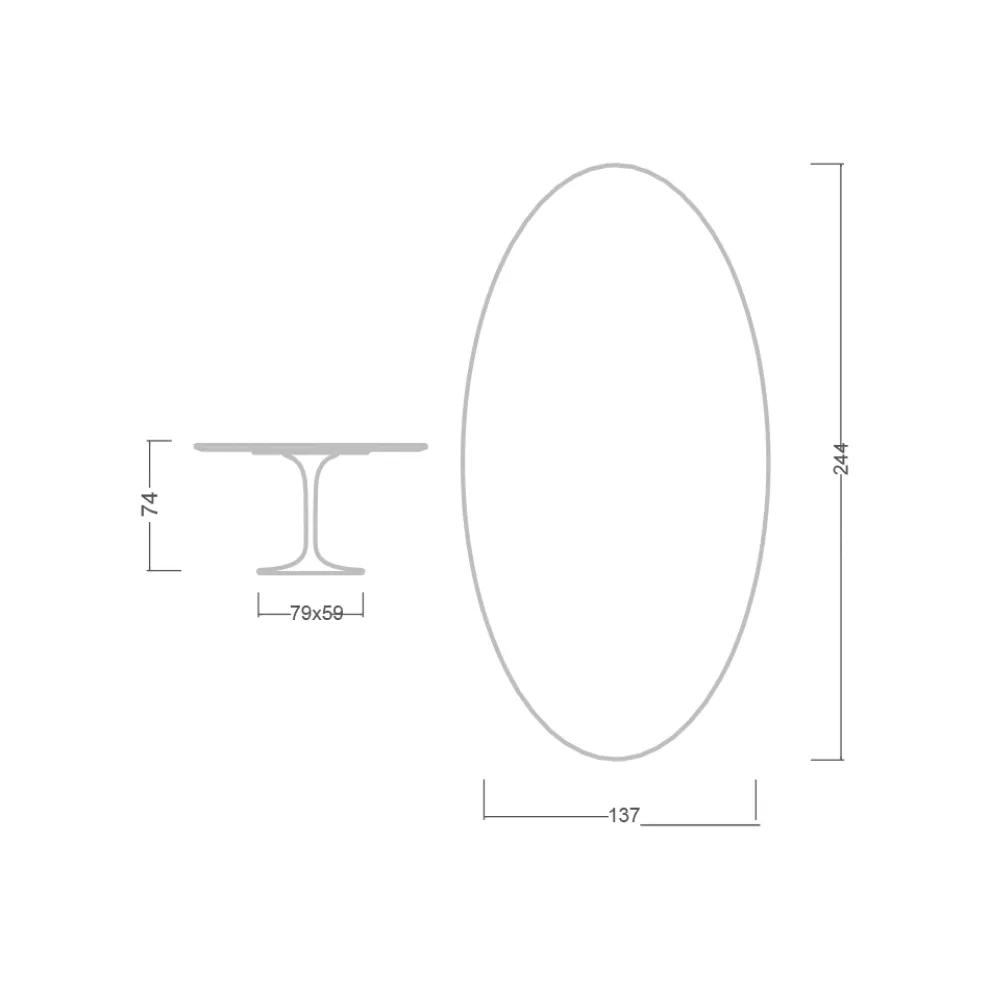Tulpentisch Eero Saarinen H 74 Oval aus schwarzer Keramik Soft Made in Italy - Scharlachrot