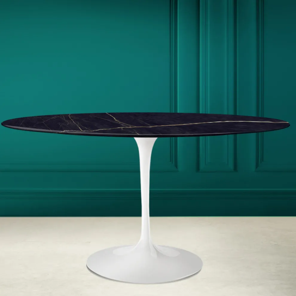 Tulpentisch Eero Saarinen H 74 Oval aus Keramik Noir Laurent Made in Italy - Scharlachrot