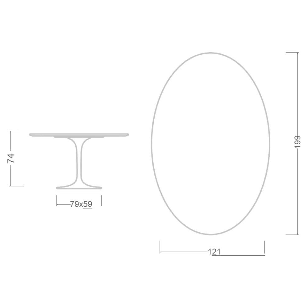 Tulpentisch Eero Saarinen H 74 Oval aus Keramik Noir Laurent Made in Italy - Scharlachrot