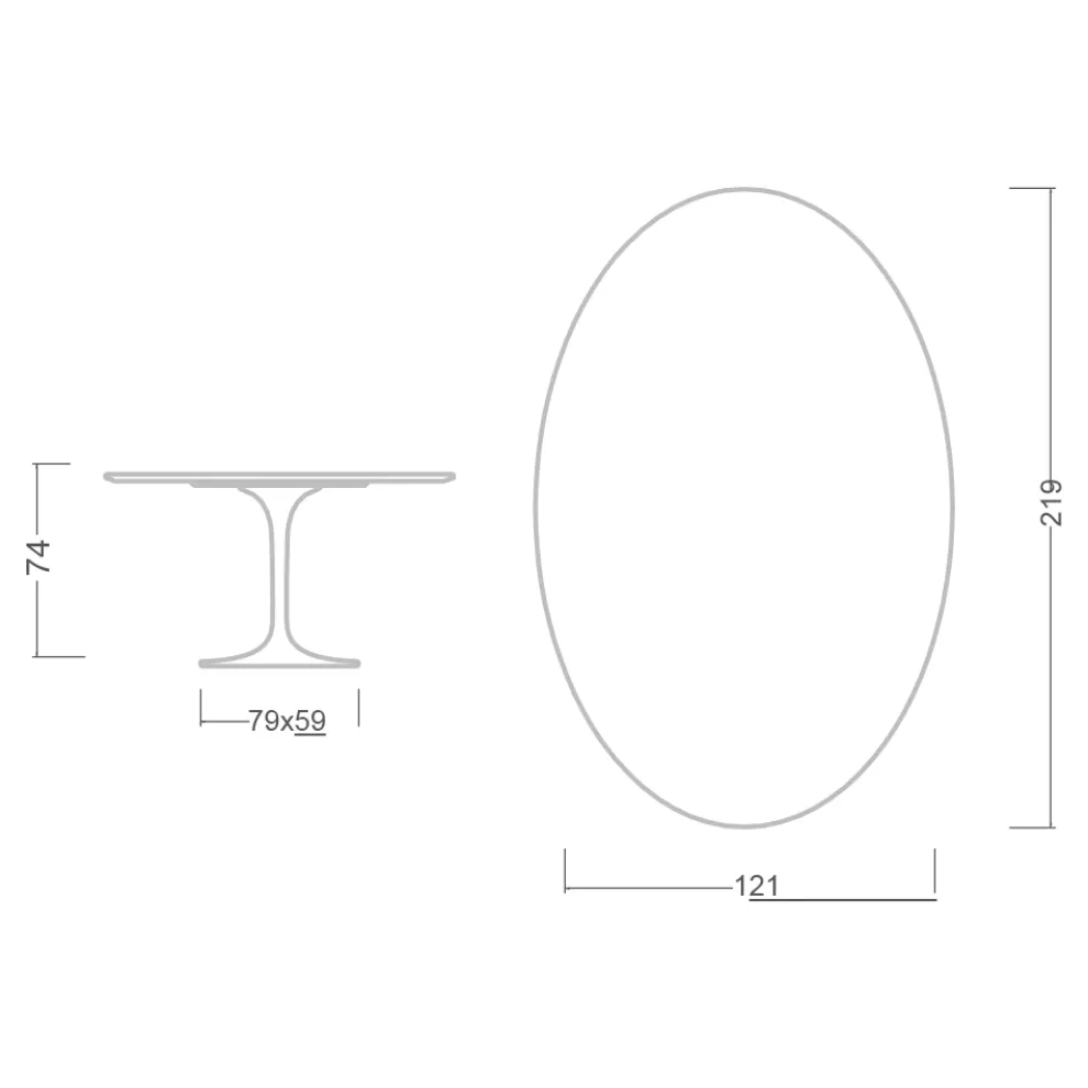 Tulpentisch Eero Saarinen H 74 Oval aus Keramik Noir Laurent Made in Italy - Scharlachrot