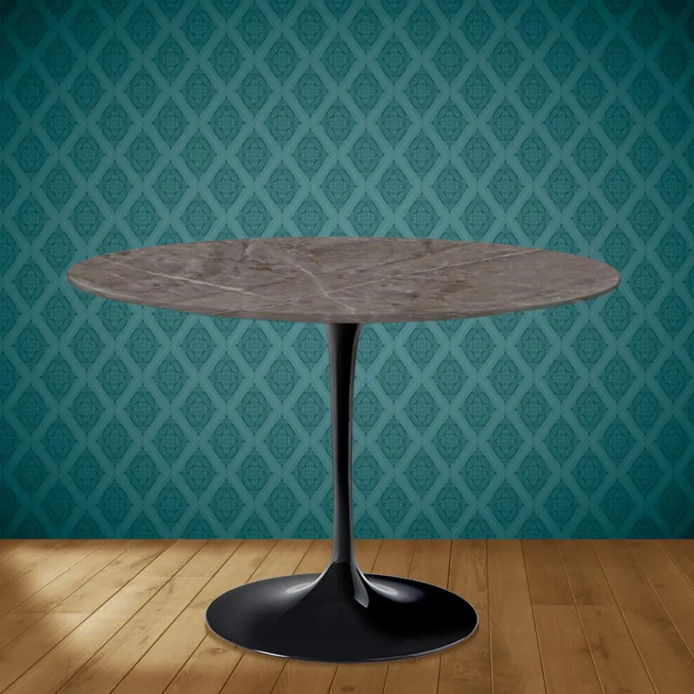 Tulpentisch Eero Saarinen H 74 Rund aus Keramik Kira Made in Italy - Scharlachrot