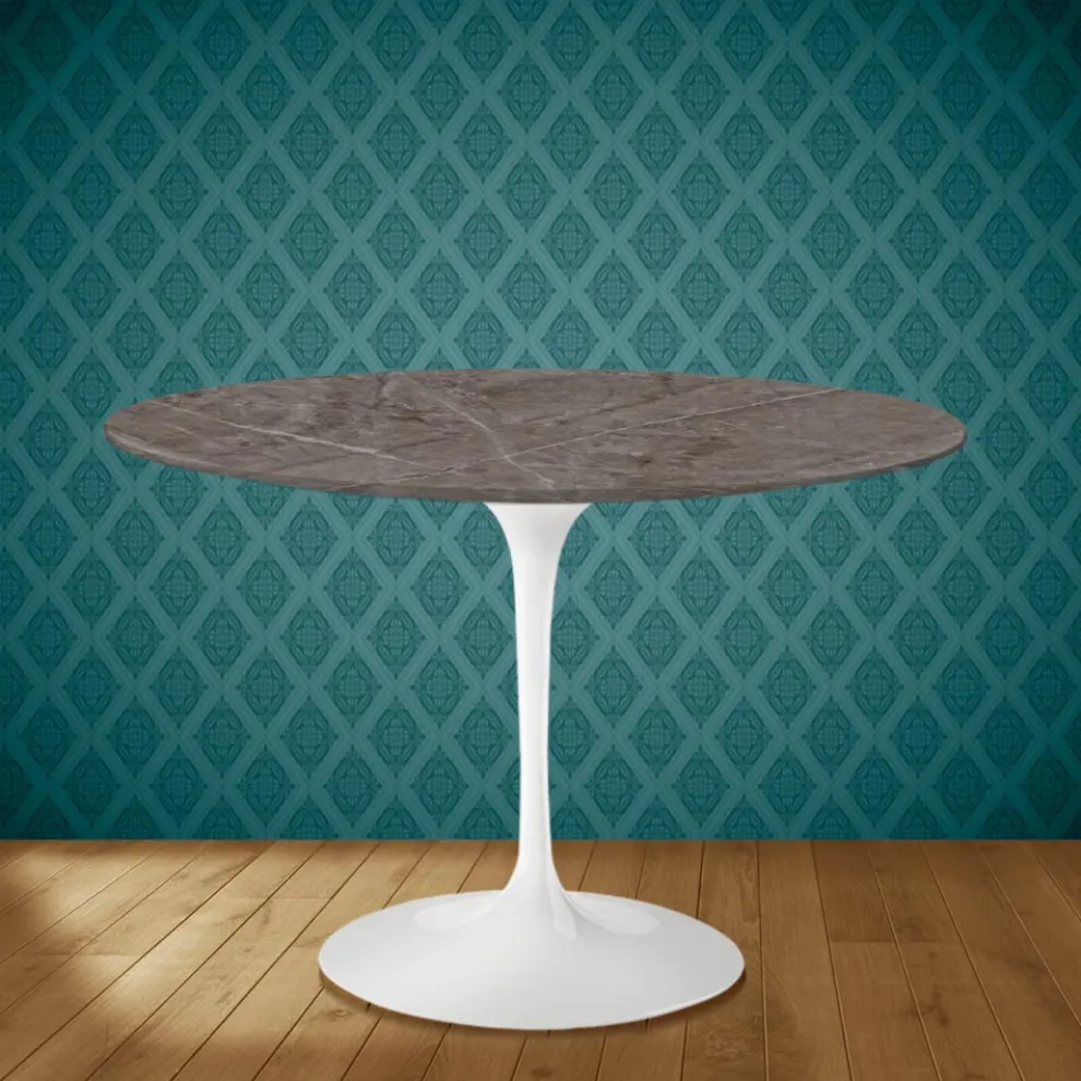 Tulpentisch Eero Saarinen H 74 Rund aus Keramik Kira Made in Italy - Scharlachrot