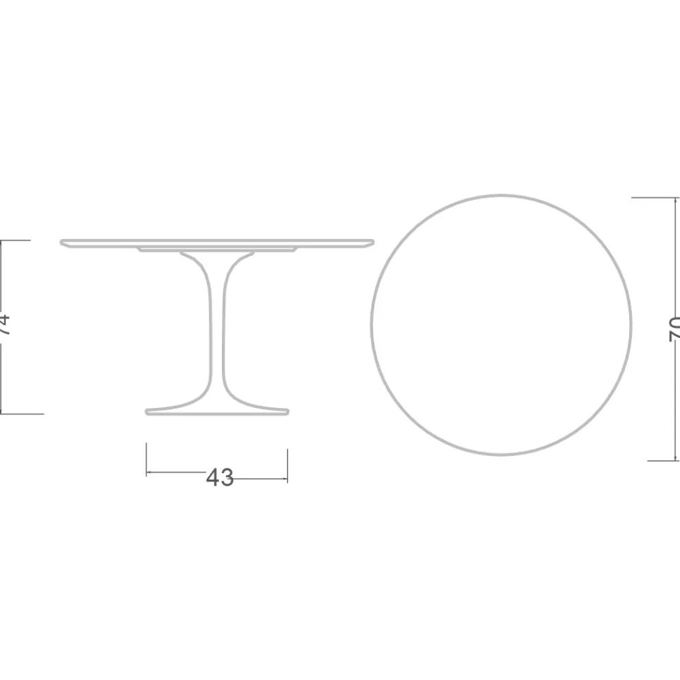 Tulpentisch Eero Saarinen H 74 Rund aus Keramik Kira Made in Italy - Scharlachrot