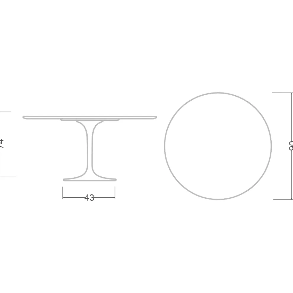 Tulpentisch Eero Saarinen H 74 Rund aus Keramik Kira Made in Italy - Scharlachrot