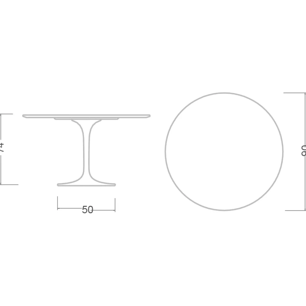 Tulpentisch Eero Saarinen H 73 aus Keramik Pietra Grau Made in Italy - Scharlachrot