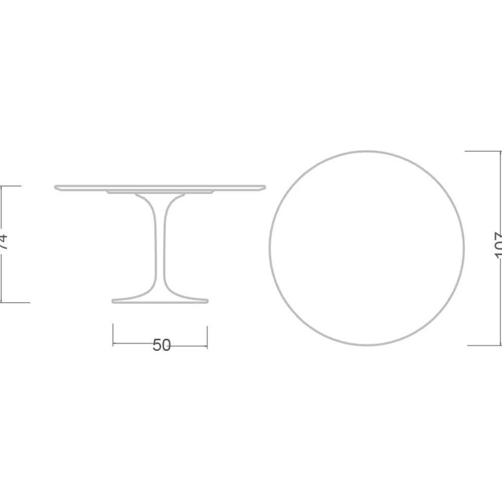 Tulpentisch Eero Saarinen H 73 aus Keramik Pietra Grau Made in Italy - Scharlachrot