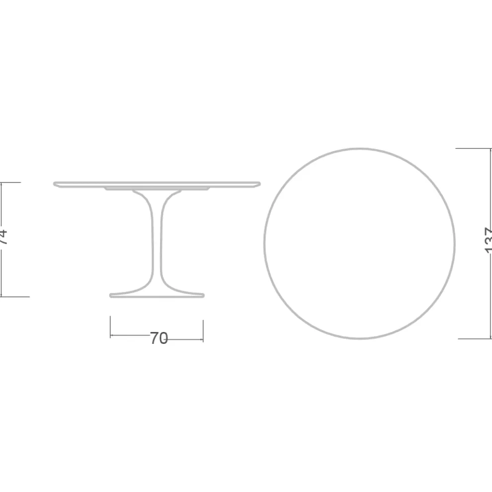 Tulpentisch Eero Saarinen H 73 aus Keramik Pietra Grau Made in Italy - Scharlachrot