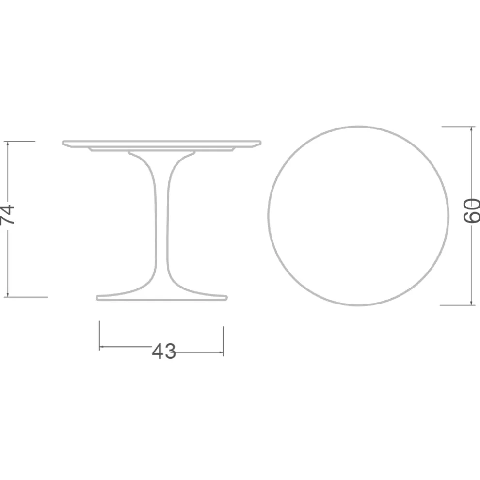 Tulpentisch Eero Saarinen H 74 Rund aus Keramik Entzo Made in Italy - Scharlachrot