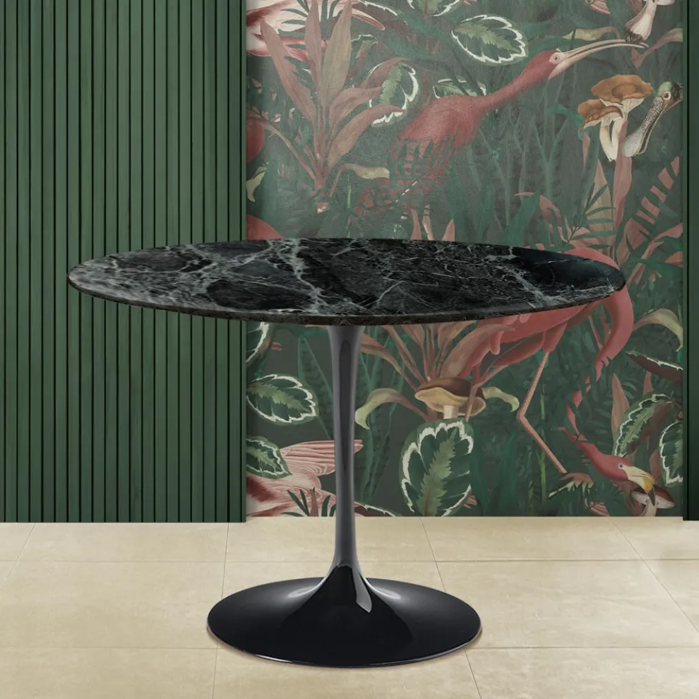 Tulpentisch Eero Saarine H 74 Rund aus grünem Alpi-Marmor Made in Italy - Scharlachrot