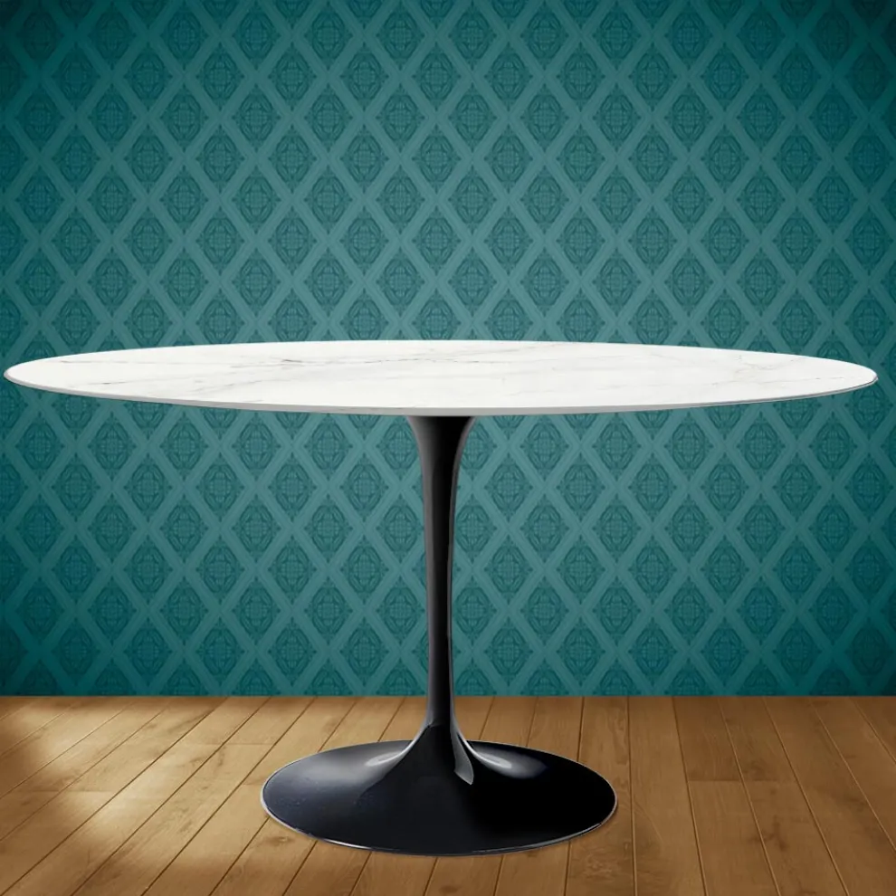 Tulpentisch Eero Saarinen H 74 Oval aus Keramik Rem Made in Italy - Scharlachrot