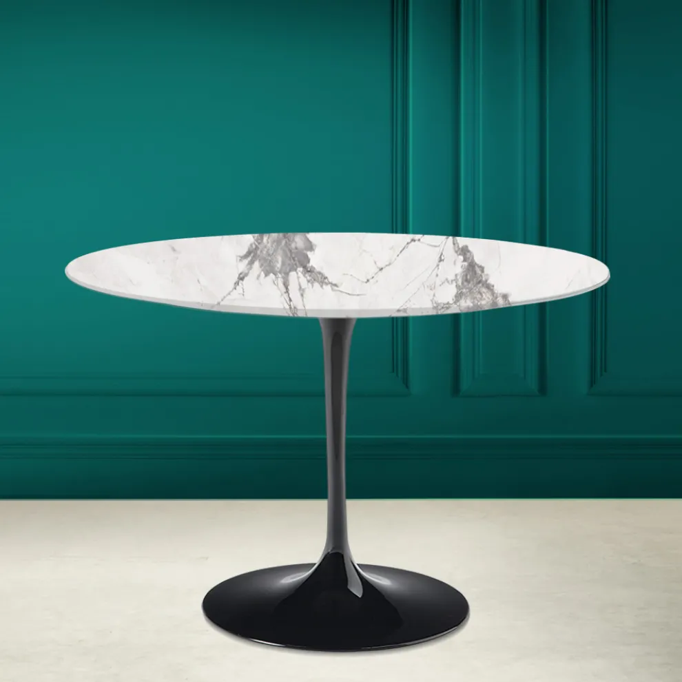 Tulpentisch Eero Saarinen H 73 aus unsichtbarer ausgewählter Keramik Made in Italy - Scharlachrot