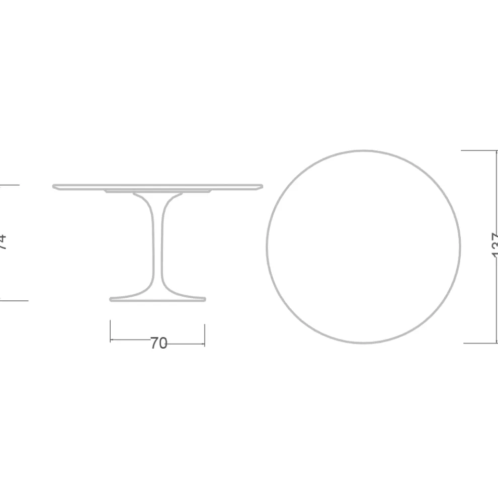 Tulpentisch Eero Saarinen H 74 aus Keramik Sirius Made in Italy - Scharlachrot