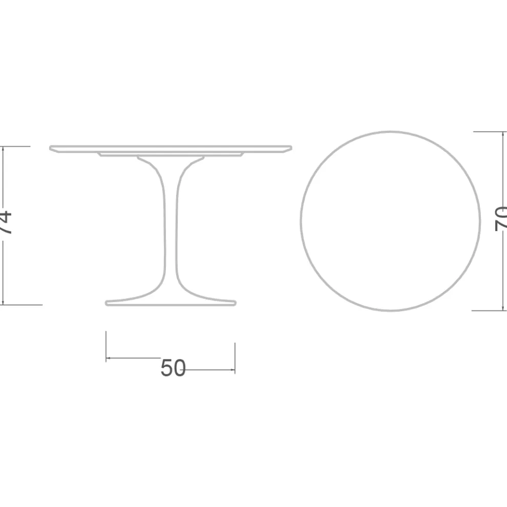 Tulpentisch Saarinen H 74 mit runder Platte aus Arabescato-Marmor Made in Italy - Scharlachrot