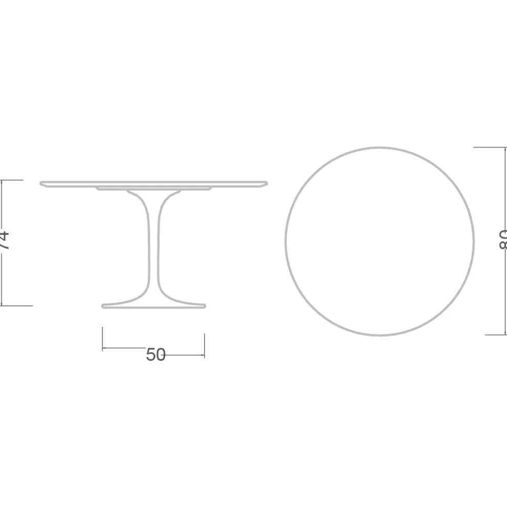 Tulpentisch Saarinen H 74 mit runder Platte aus Arabescato-Marmor Made in Italy - Scharlachrot