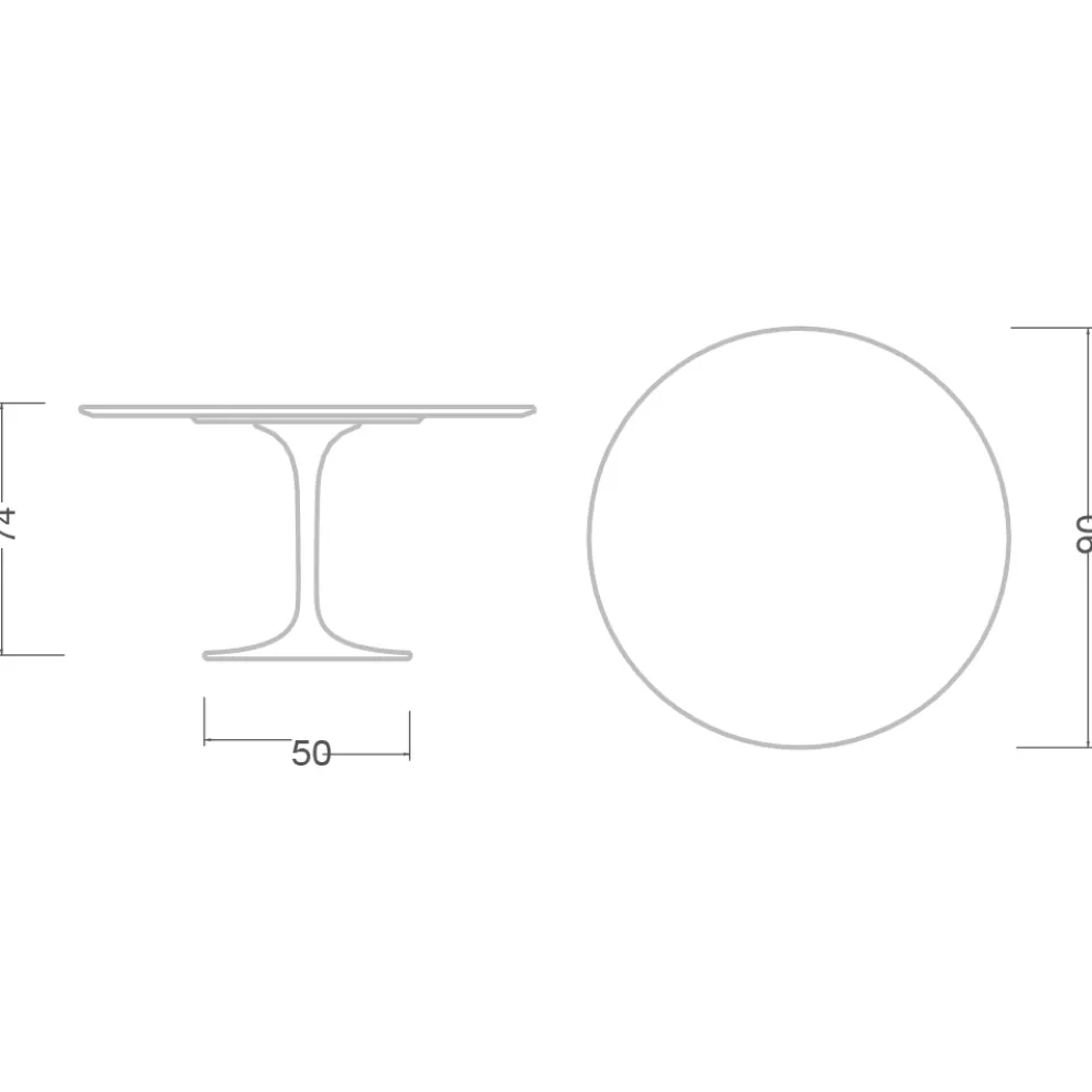 Tulpentisch Saarinen H 74 mit runder Platte aus Arabescato-Marmor Made in Italy - Scharlachrot