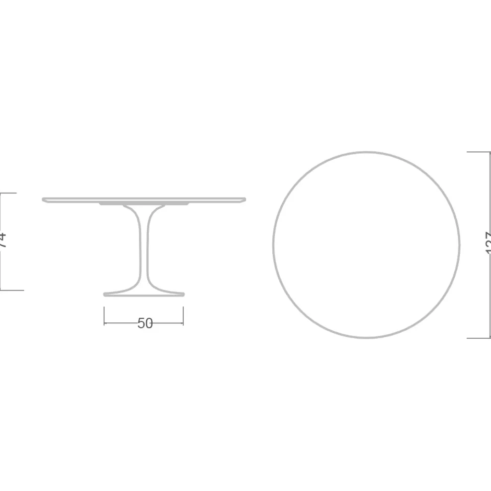 Tulpentisch Saarinen H 74 mit runder Platte aus Arabescato-Marmor Made in Italy - Scharlachrot