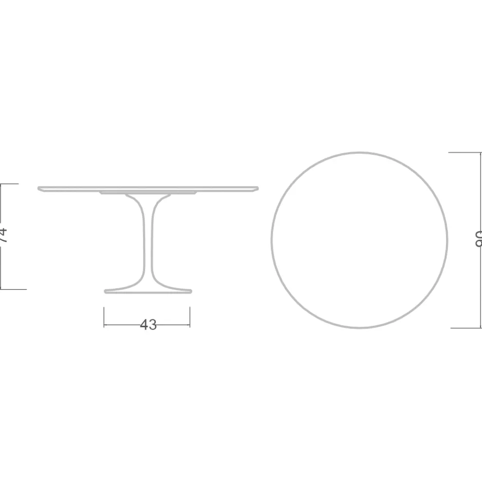 Tulpentisch Saarinen H 73 Rund aus Keramik Absolut Weiß Made in Italy - Scharlachrot