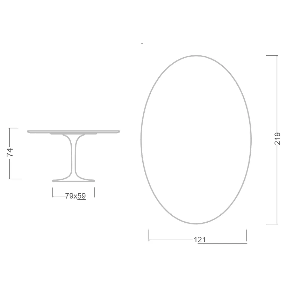 Tulpentisch Saarinen H 74 mit ovaler Platte aus Carrara-Marmor Made in Italy - Scharlachrot