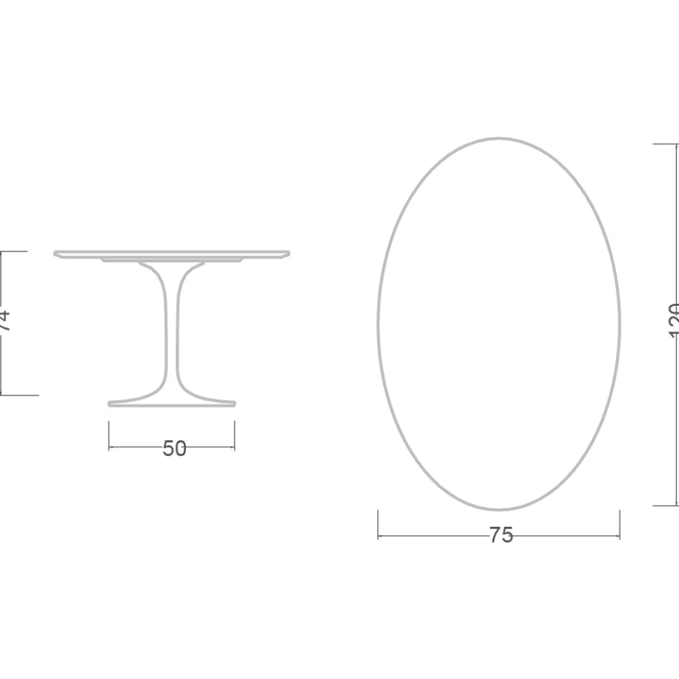 Tulpentisch Saarinen H 74 mit ovaler Platte aus Carrara-Marmor Made in Italy - Scharlachrot