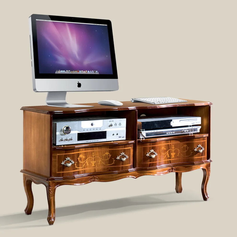 TV-Möbel aus Holz 2 Schubladen Klassischer Stil Made in Italy - Prince