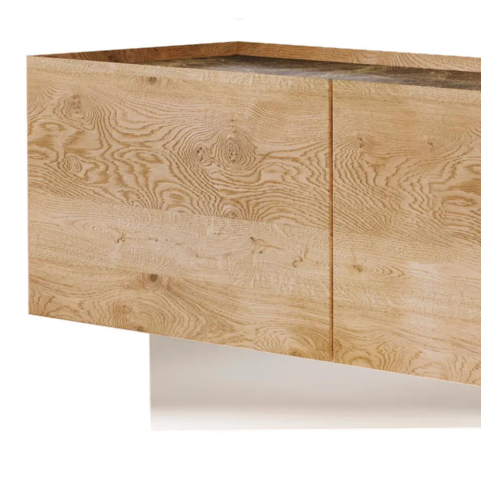 TV-Schrank mit 3 Türen mit Sockel aus gehärtetem Glas Made in Italy - Soraya