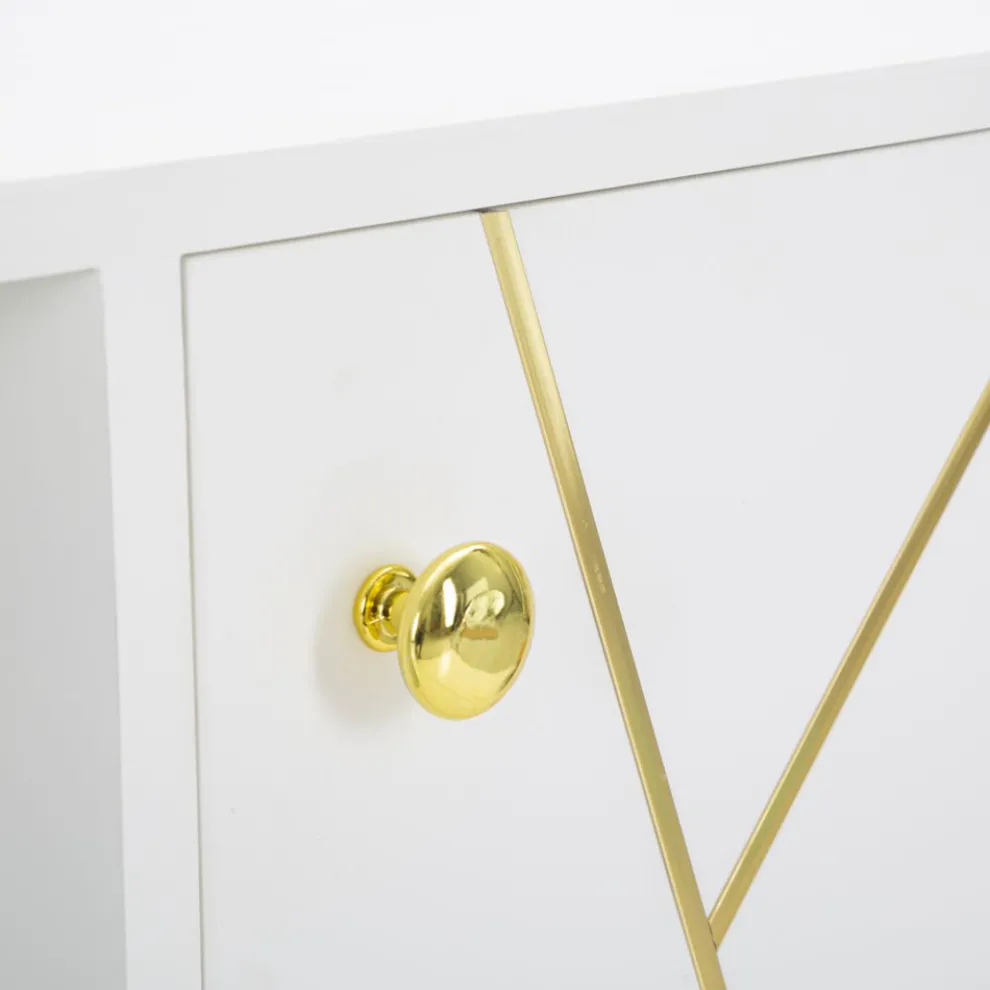 TV-Schrank mit Struktur aus weißem Mdf mit 2 Türen und Schublade - Nunzio