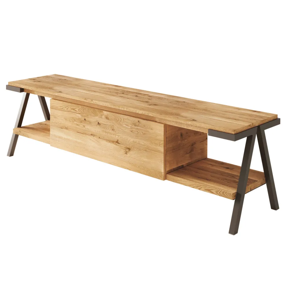 TV-Ständer aus geknotetem Eichenholz und Metall Made in Italy - Jennifer