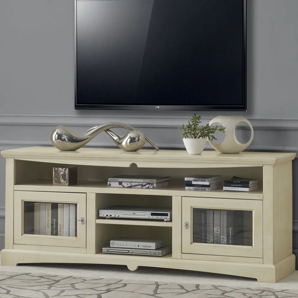 TV-Ständer mit 2 Türen und 3 offenen Fächern, hergestellt in Italien – Ymir