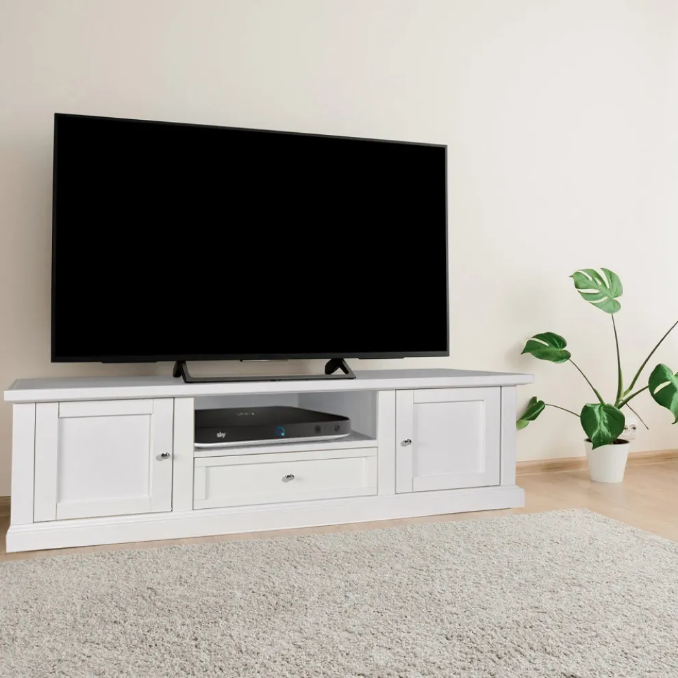 TV-Ständer mit 2 Türen, 1 Schublade und 1 offenem Fach Made in Italy – Forseti