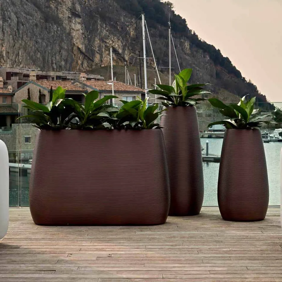 Innen- oder Außenvase, Kunststoff-Pflanzgefäß 3 Abmessungen, 2 Stück - Pandora von Myyour