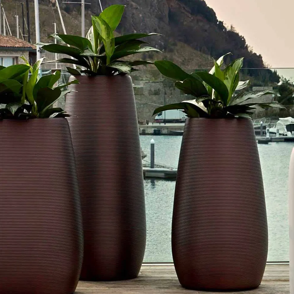 Innen- oder Außenvase, Kunststoff-Pflanzgefäß 3 Abmessungen, 2 Stück - Pandora von Myyour