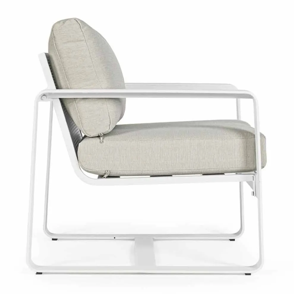 Outdoor-Sessel aus Stoff und weiß lackiertem Aluminium, 2 Stück - Marianna