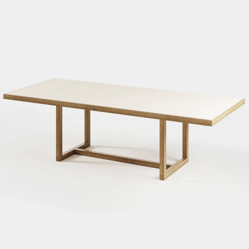 Garten-Esstisch aus Iroko-Holz und Steingut Made in Italy - Bresson