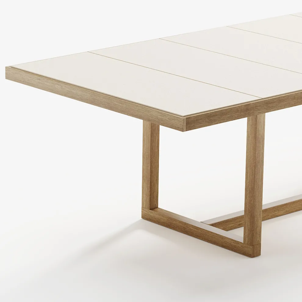Garten-Esstisch aus Iroko-Holz und Steingut Made in Italy - Bresson